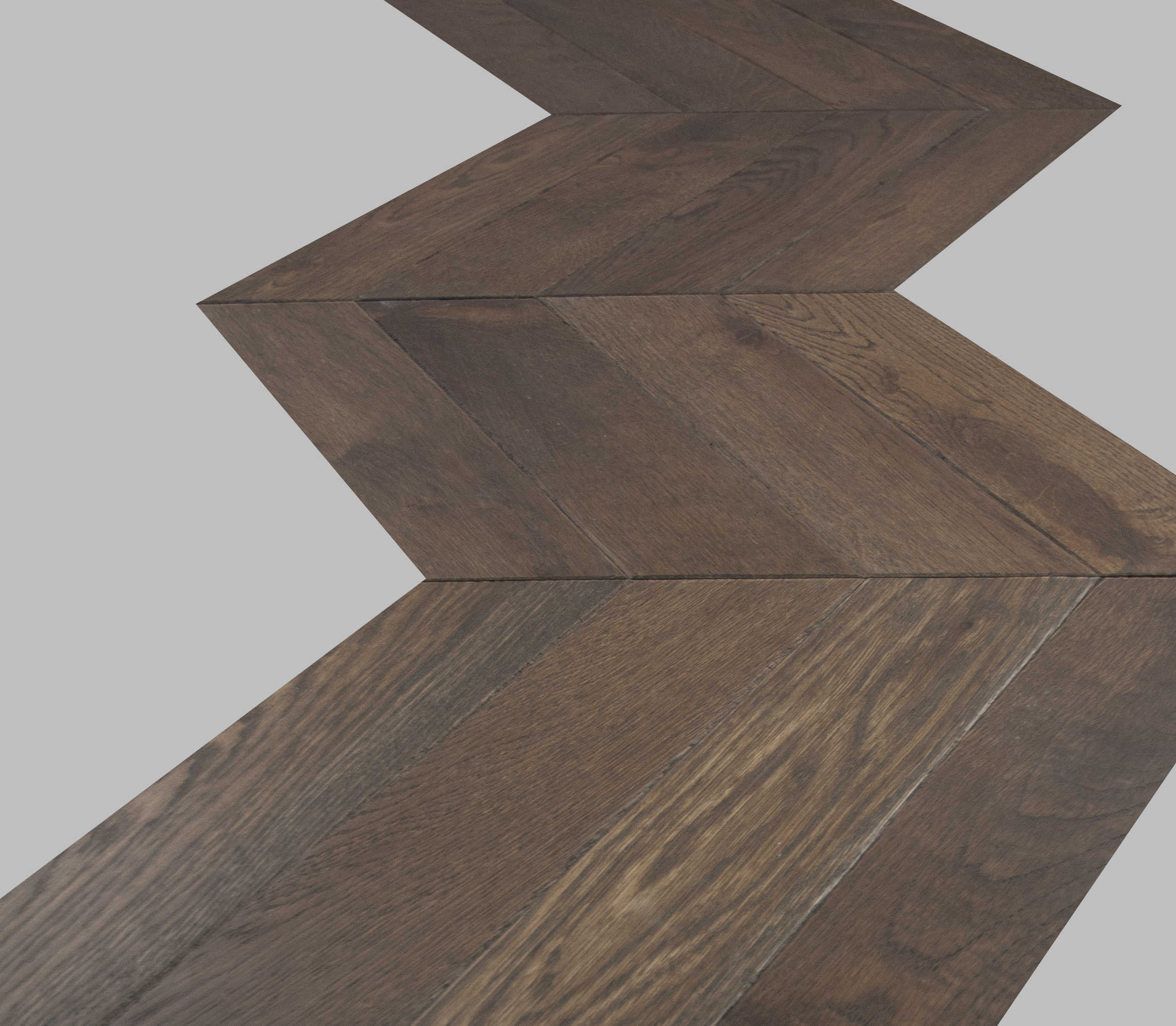 Antique Dark Brown Hard Wax Oiled Oak Chevron Parquet