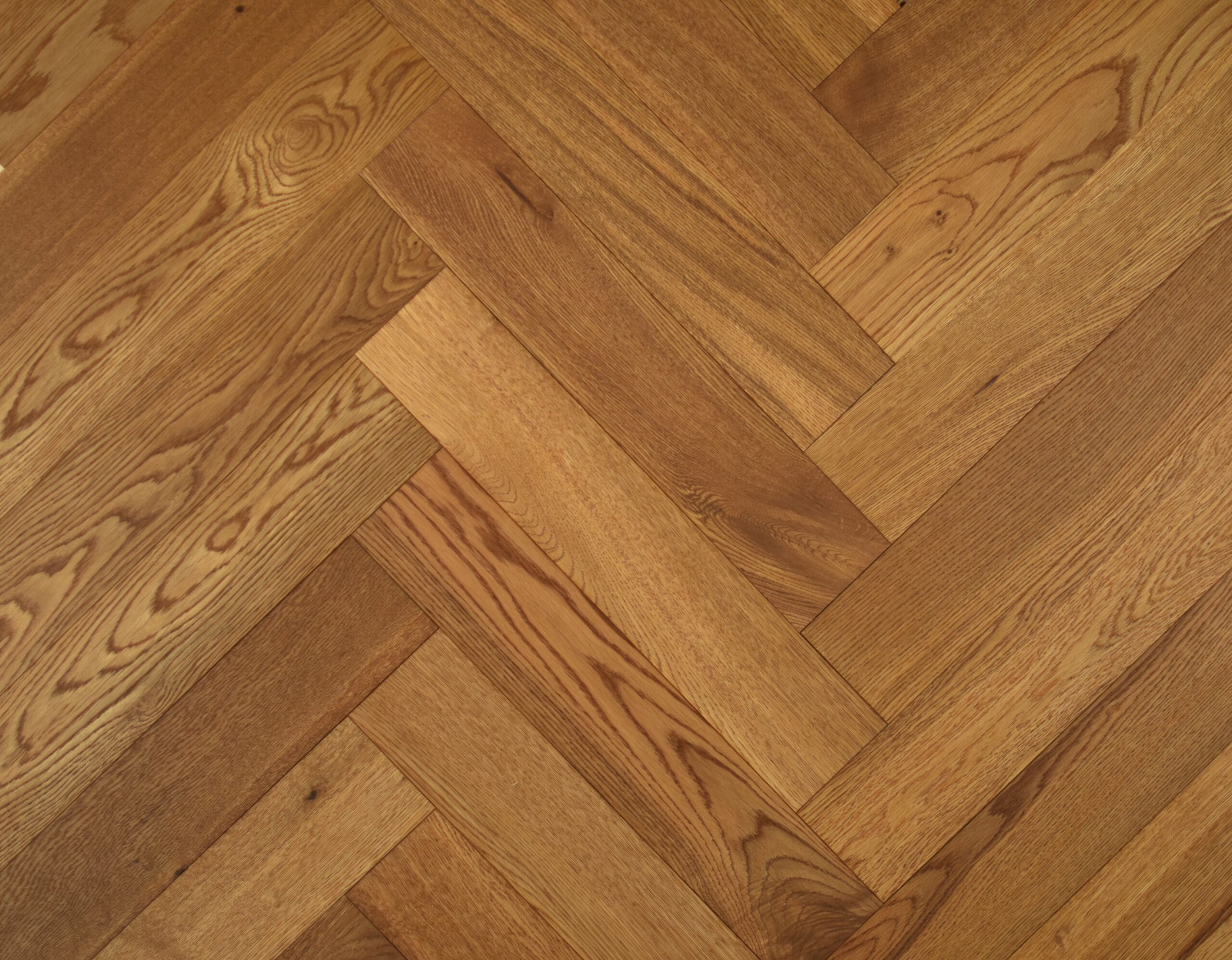 Double Brushed Fumed UV Oiled Honeyed Oak Herringbone Parquet