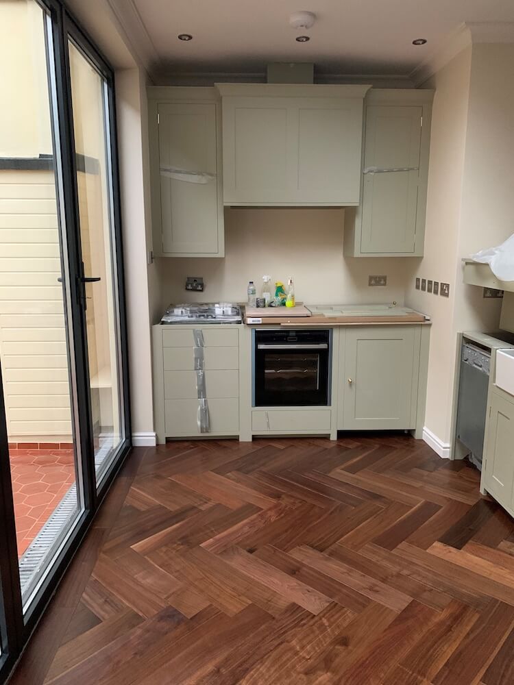 American Black Walnut Hard Wax Oiled Herringbone Parquet