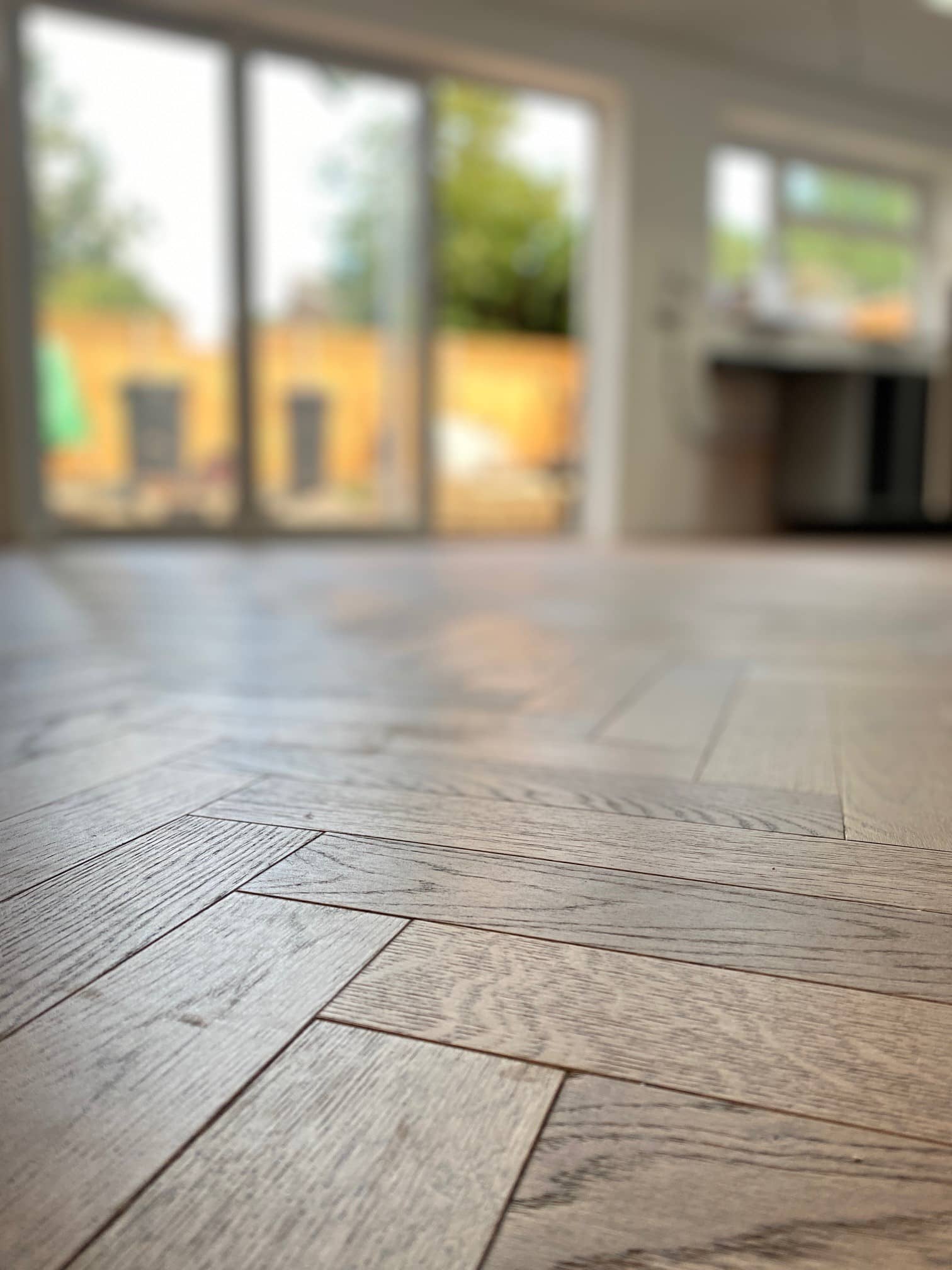 Brushed Smoked UV Oiled Oak Herringbone Parquet