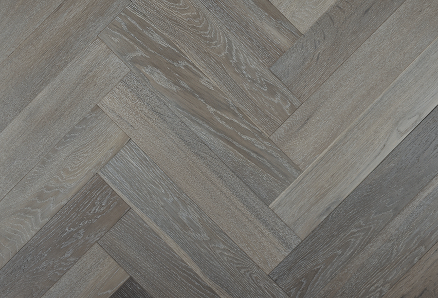 Dark Cobble Grey UV Oiled Oak Herringbone Parquet