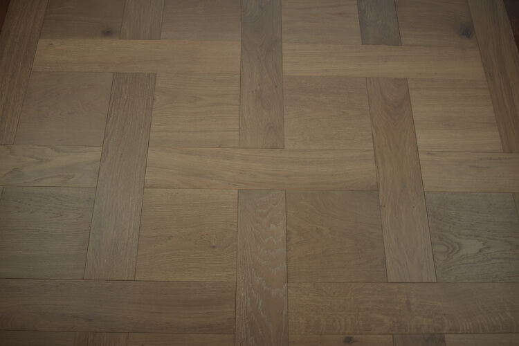 Brushed Fumed Limed UV Oiled Oak Basketweave Parquet