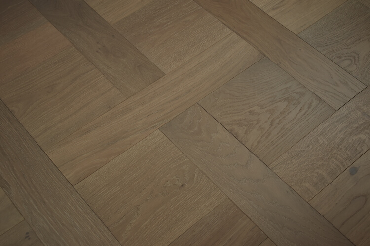 Brushed Fumed Limed UV Oiled Oak Basketweave Parquet