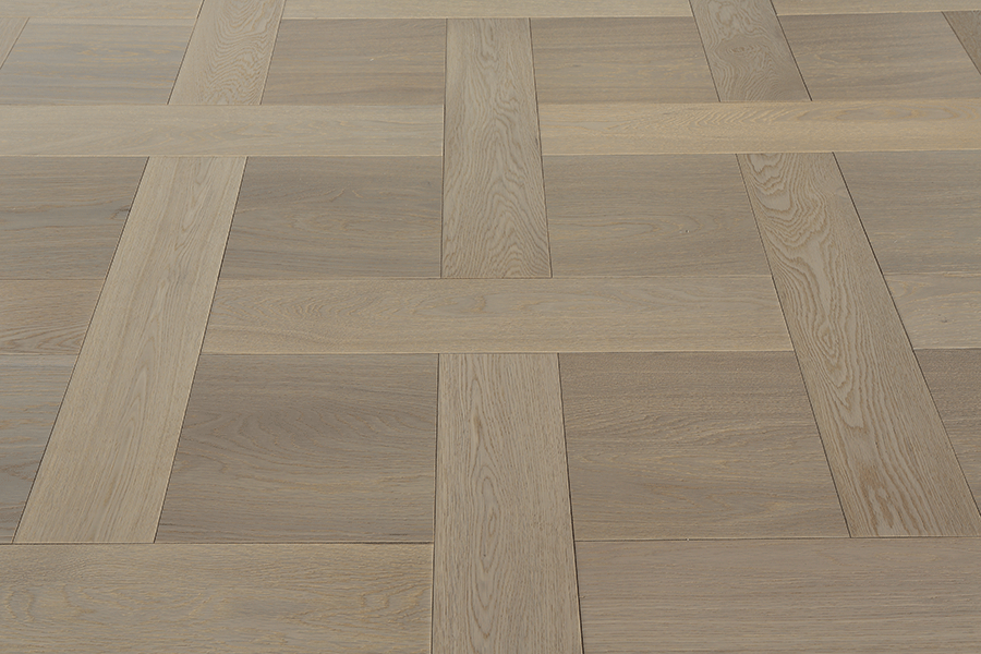 Brushed White UV Oiled Oak Basketweave Parquet