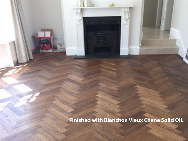 Fumed Unfinished Oak  Herringbone Parquet