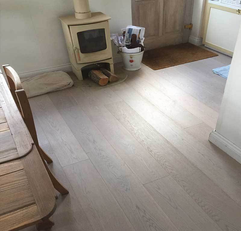 Brushed White Lacquered Oak Flooring