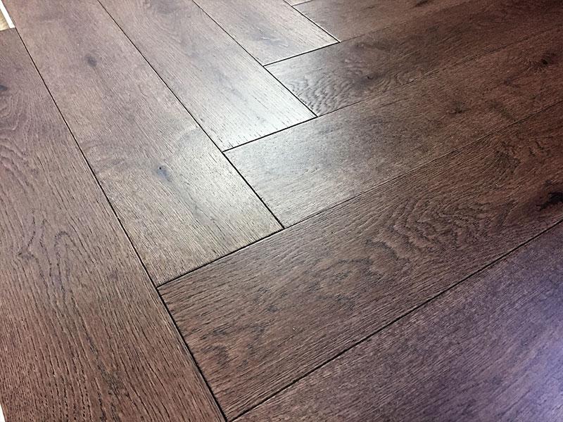 Brushed Antique Smoked UV Oiled Oak Herringbone Parquet