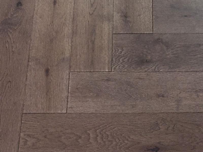 Brushed Antique Smoked UV Oiled Oak Herringbone Parquet