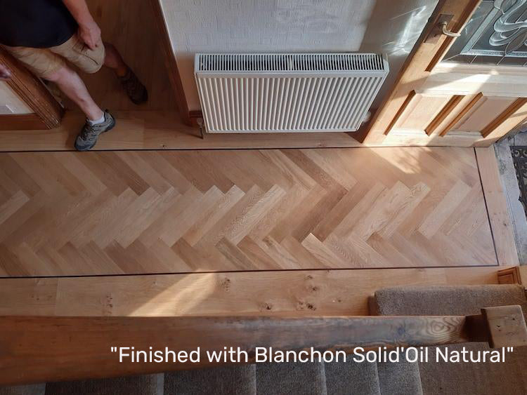 Narrow Natural Unfinished Oak Herringbone Parquet