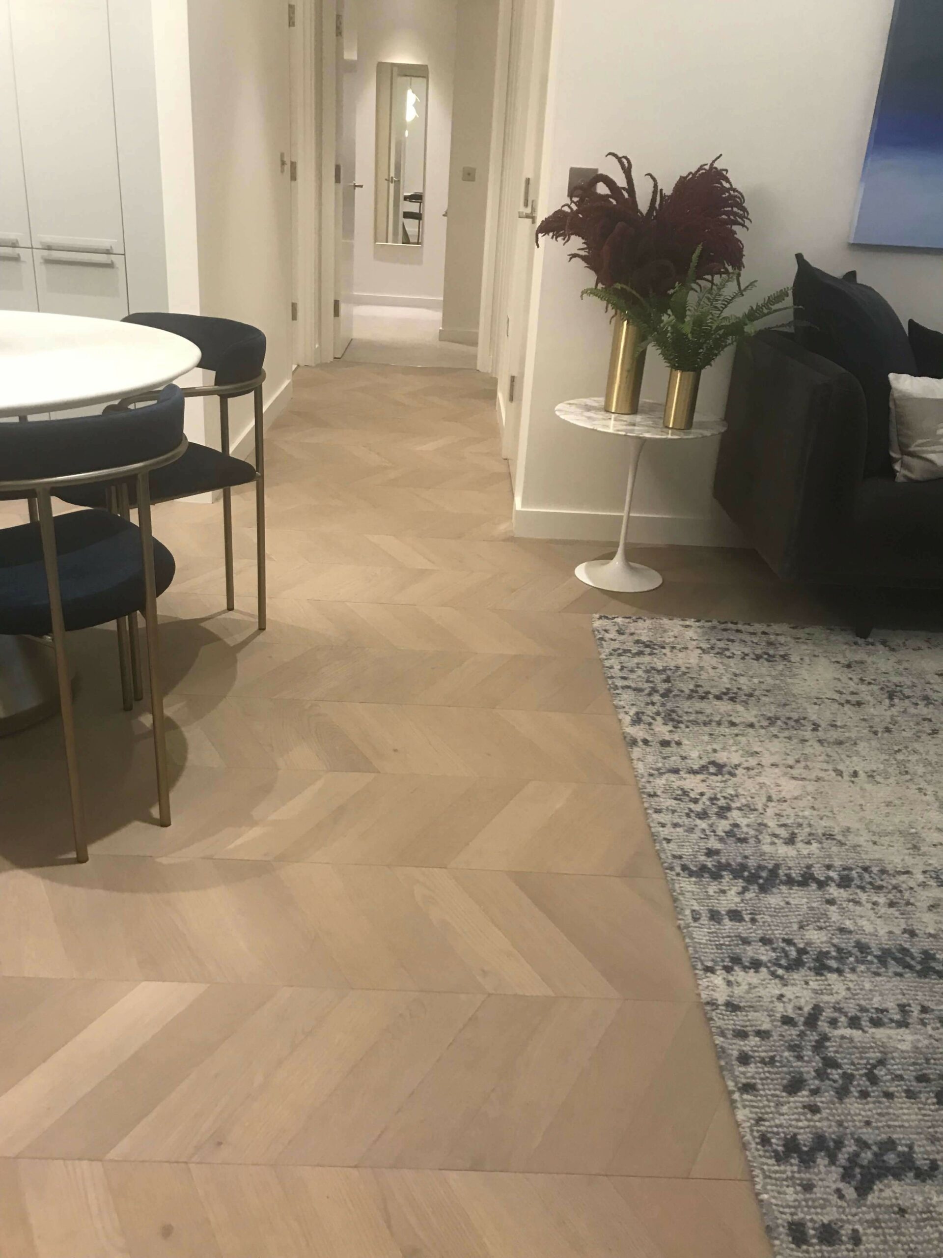 Light Brushed Fawn Hard Wax Oiled Oak Chevron Parquet