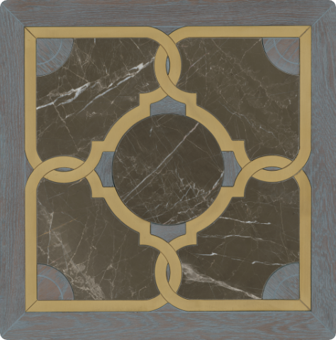 Gold Four Leaf Marble Parquet