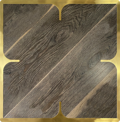 Gold framed Burnt Silver Oak Parquet Panel