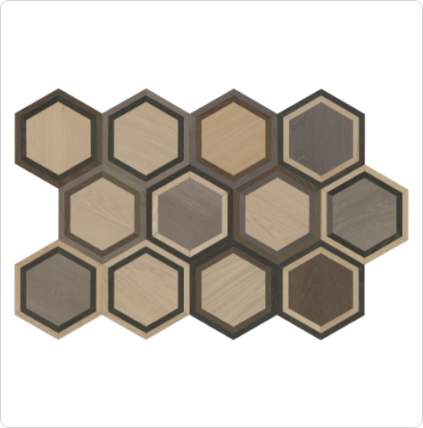 Mixed hexagon parquet peices