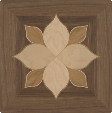 Walnut Lotus Flower parquet panel