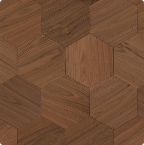 Walnut hexagon Parquet panel